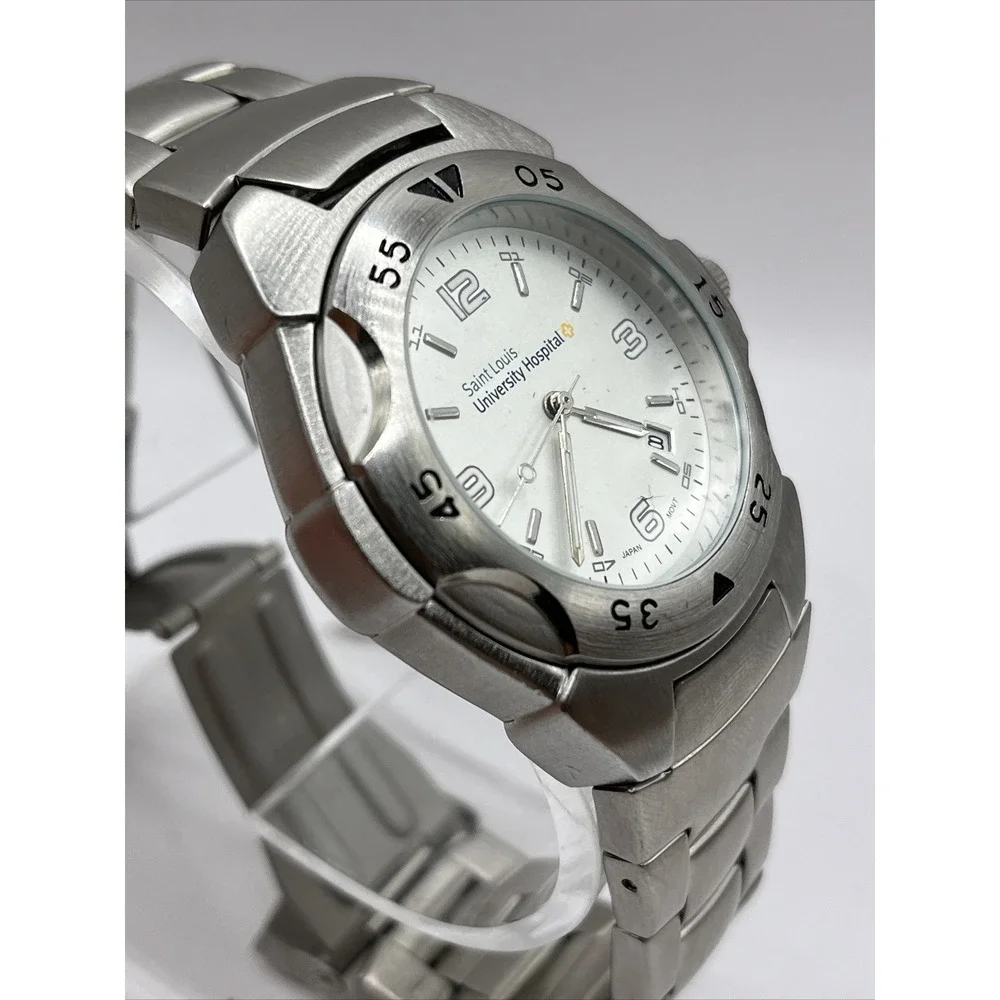 Saint Louis University Hospital Men's Quartz‎ Watch Silver Tone- New Battery